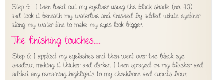 Applying the finishing touches - blusher, eye liner and lipstick